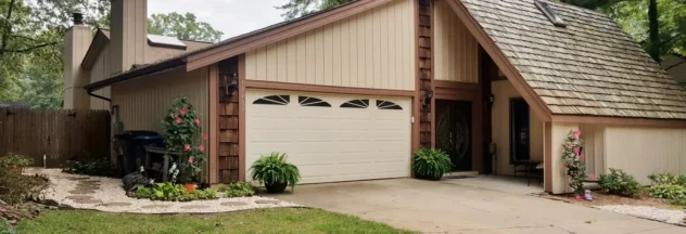 A home with a garage and a driveway.